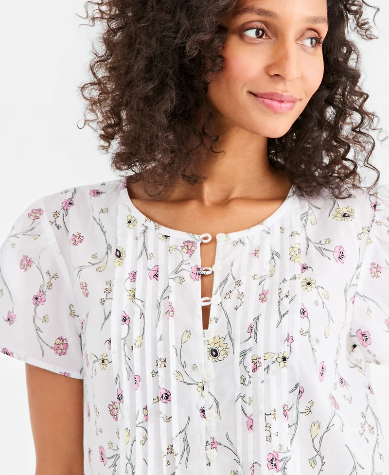 Style & Co Petite Cotton Flutter-Sleeve Top, Macy's Exclusive