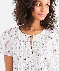 Style & Co Petite Cotton Flutter-Sleeve Top, Macy's Exclusive