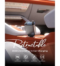 Lisen Retractable Car Charger 4-in-1, 69W Usb-c Car Adapter with Built-in Cables, Multi Device Charging for iPhone, Samsung