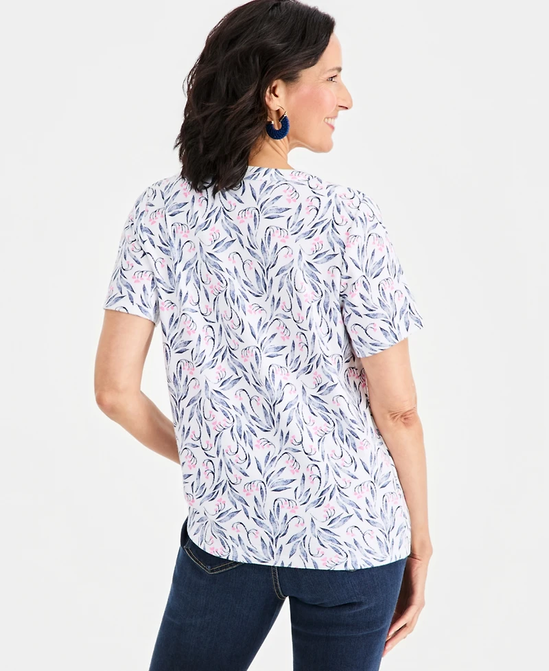 Style & Co Women's Printed Short-Sleeve Split-Neck Top, Macy's Exclusive