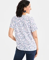 Style & Co Women's Printed Short-Sleeve Split-Neck Top, Macy's Exclusive