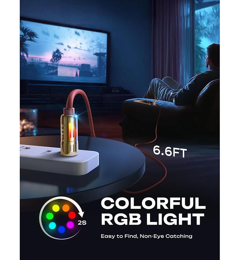 Lisen 2-Pack 240W 4-in-1 Charging Cable, Usb-c and Lightning Multi Charger Cable for All Devices, Fast Charging Cord for Travel, Home and Car