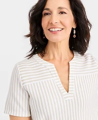 Style & Co Women's Short-Sleeve Split-Neck Knit Top, Macy's Exclusive