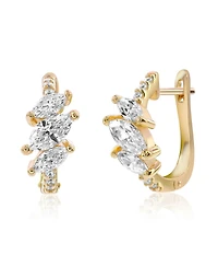 Suzy Levian New York Sterling Silver Marquise Cut Cubic Zirconia Huggie Hoop Earrings