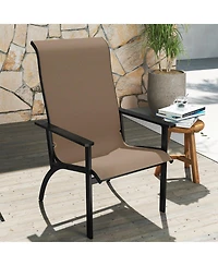 Slickblue Outdoor Adirondack Chair with High Back Metal Frame Coffee
