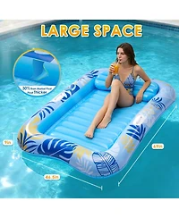 Gnuadz Inflatable Tanning Pool Lounger Float Pillow Drink Holder Sunbathing Bed