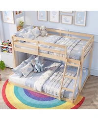 Slickblue Low Floor Twin Over Full Bunk Bed Frame for Kids, Space Saving Bedroom Solution