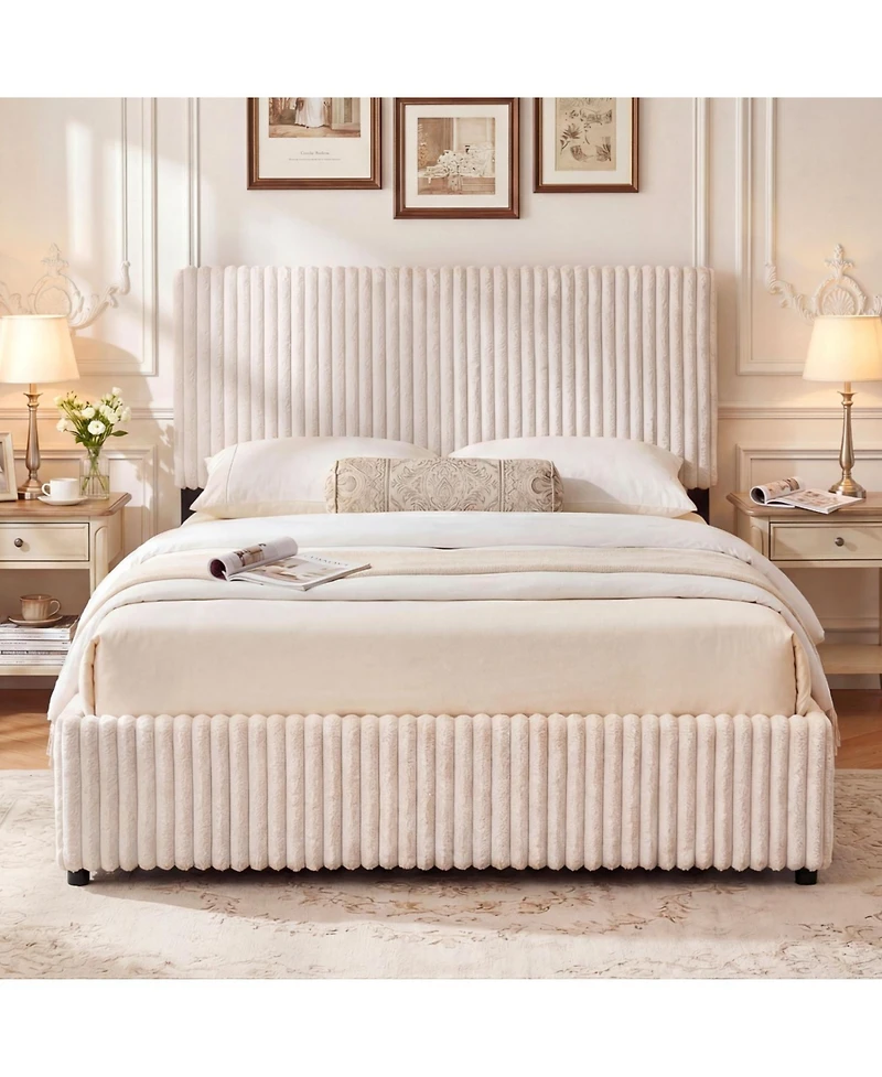 Slickblue Queen Lift Up Storage Bed with Wooden Slat Support