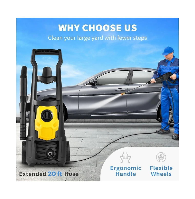 Sugift 2000 Psi Electric Pressure Washer 1.65 Gpm Portable Power Washer