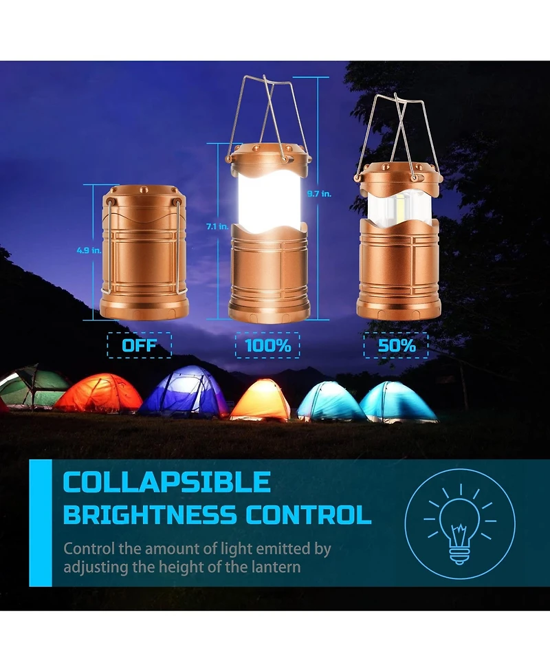 Gnuadz 4 pack Led Camping Lantern Flashlight Portable Collapsible Hanging Emergency Light