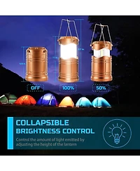Gnuadz 4 pack Led Camping Lantern Flashlight Portable Collapsible Hanging Emergency Light