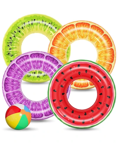 Gnuadz Inflatable Pool Floats Fruit Swim Rings Adults Kids 4 Pack