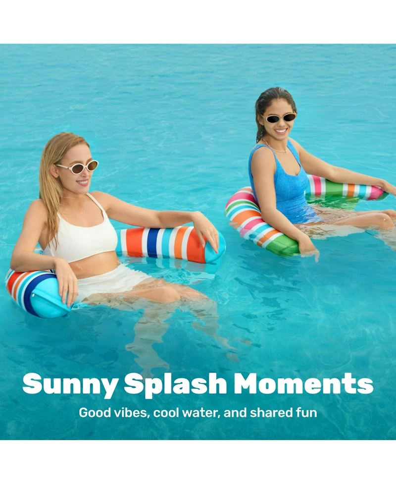 Gnuadz 2 Packs Inflatable Pool Float Chair Sling Fabric Stripes