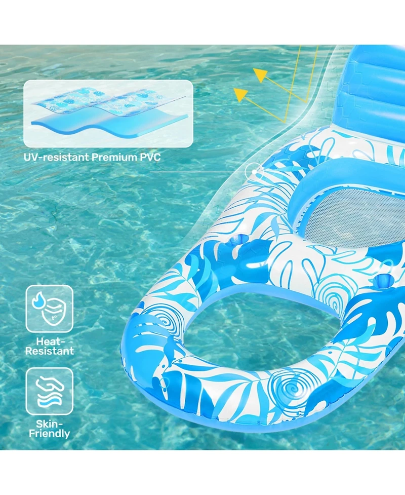 Gnuadz Inflatable Pool Float Lounger Chair with Cup Holders