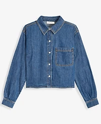 On 34th Women's Long Sleeve Cropped Denim Shirt, Macy's Exclusive