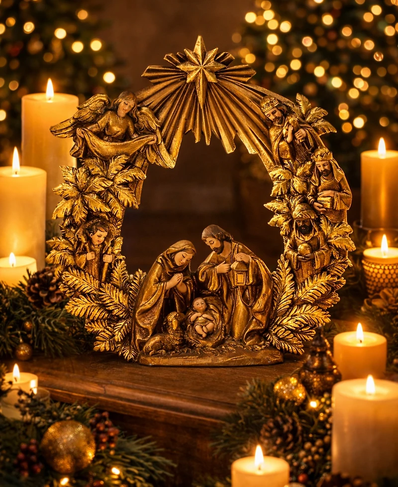 Napco Golden Wreath with Holy Family