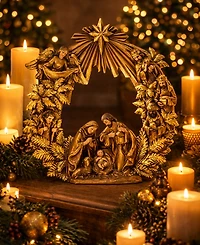 Napco Golden Wreath with Holy Family