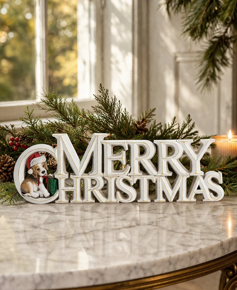 Napco 14.5" Merry Christmas Sign with Dog