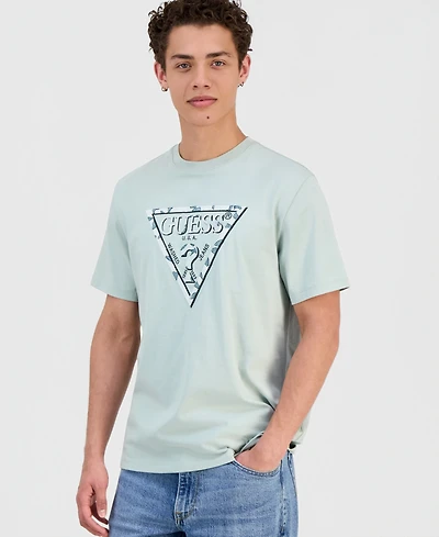 Guess Men's Triangle Leaves Embroidery T-Shirt