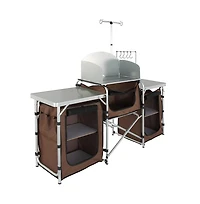 Sugift Folding Camping Kitchen Table Outdoor Cooking Station with Storage and Windscreen