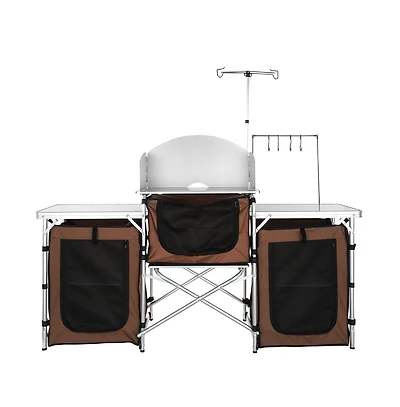 Sugift Folding Camping Kitchen Table Outdoor Cooking Station with Storage and Windscreen