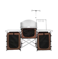 Sugift Folding Camping Kitchen Table Outdoor Cooking Station with Storage and Windscreen