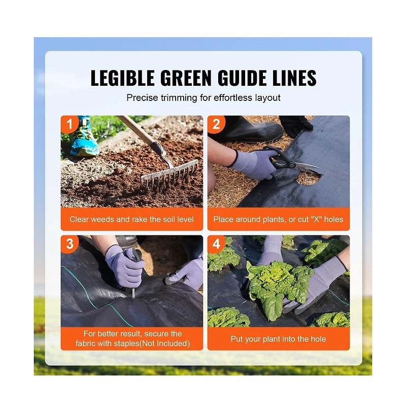 Sugift Heavy Duty Woven Weed Barrier Landscape Fabric Garden Mat