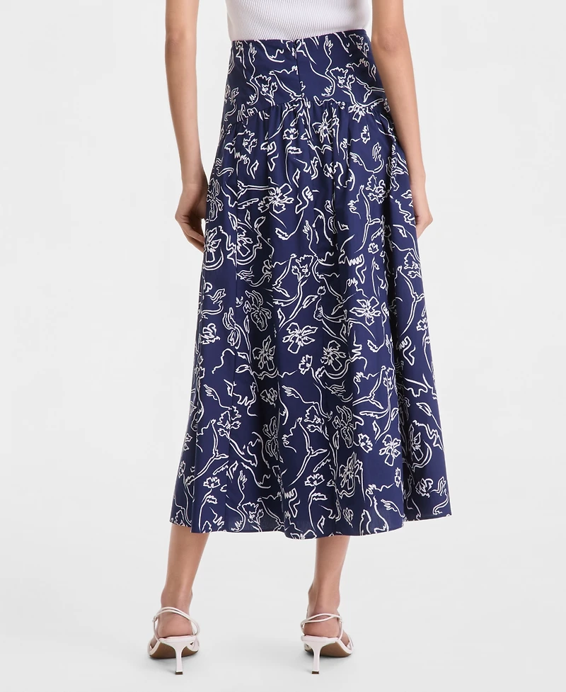I.n.c. International Concepts Women's Printed Cotton Midi Skirt, Macy's Exclusive