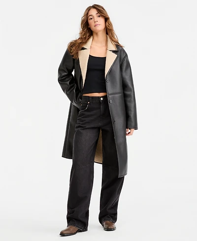 Maralyn & Me Juniors' Faux-Shearling Coat