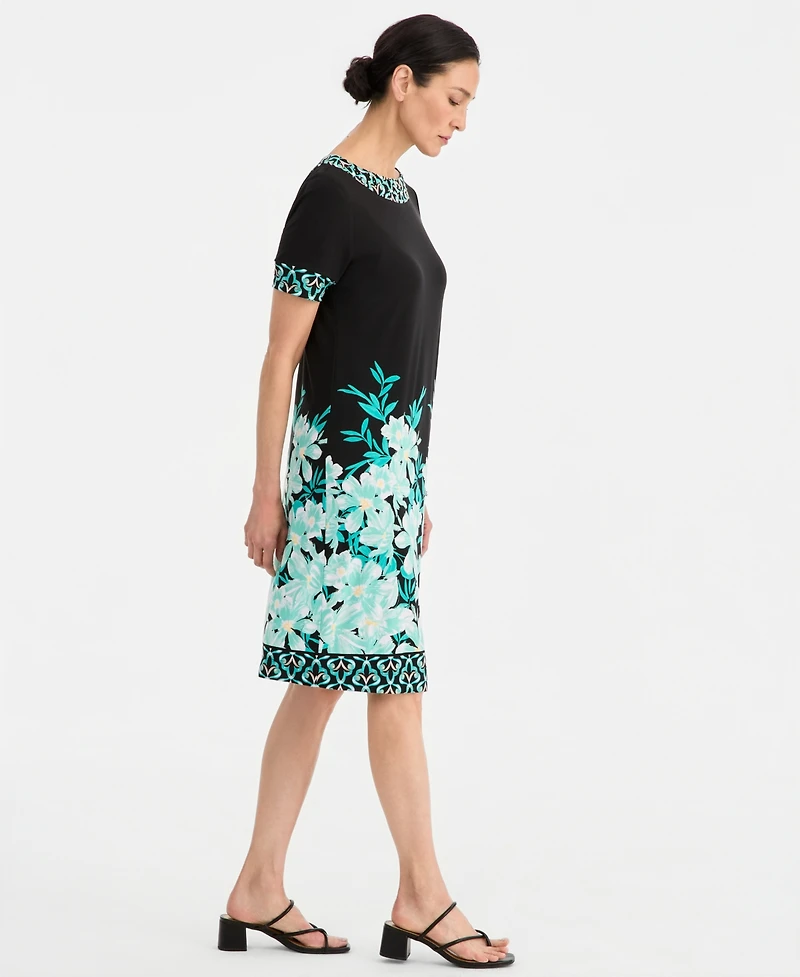 Jm Collection Women's Printed Border Embellished Boat-Neck Knit Dress, Macy's Exclusive