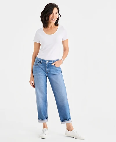 Style & Co Women's Mid-Rise Relaxed Straight-Leg Jeans, Macy's Exclusive