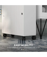Kleankin Bathroom Toilet Paper Cabinet on Wheels with Storage,
