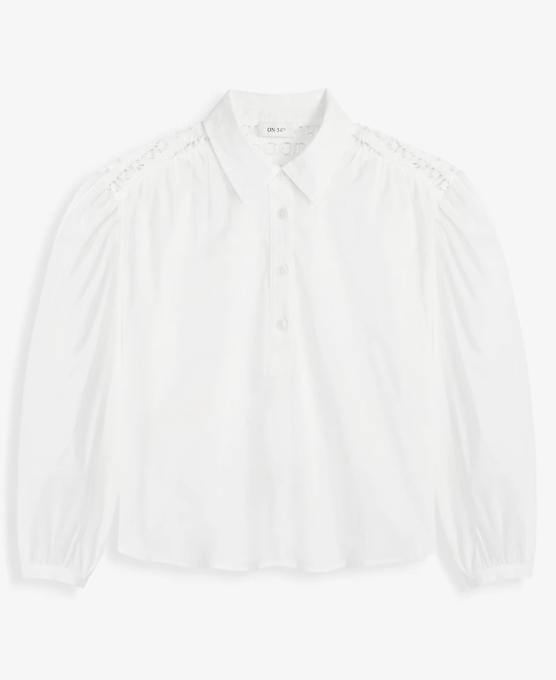 On 34th Women's Cotton Crochet Yoke Popover Top, Macy's Exclusive