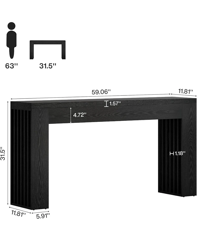 Tribesigns 59-Inch Long Wooden Console Sofa Table Behind The Couch with Vertical Slat Legs for Entrance, Hallway, Entryway, Living Room (Rustic Brown)