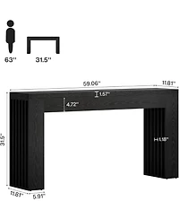 Tribesigns 59-Inch Long Wooden Console Sofa Table Behind The Couch with Vertical Slat Legs for Entrance, Hallway, Entryway, Living Room (Rustic Brown)