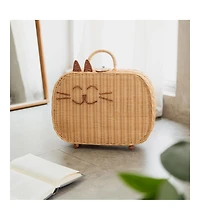 Momiji Kitty Handcrafted Rattan Suitcase