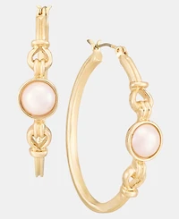 Anne Klein Gold-Tone Linked Faux-Pearl Hoop Earrings