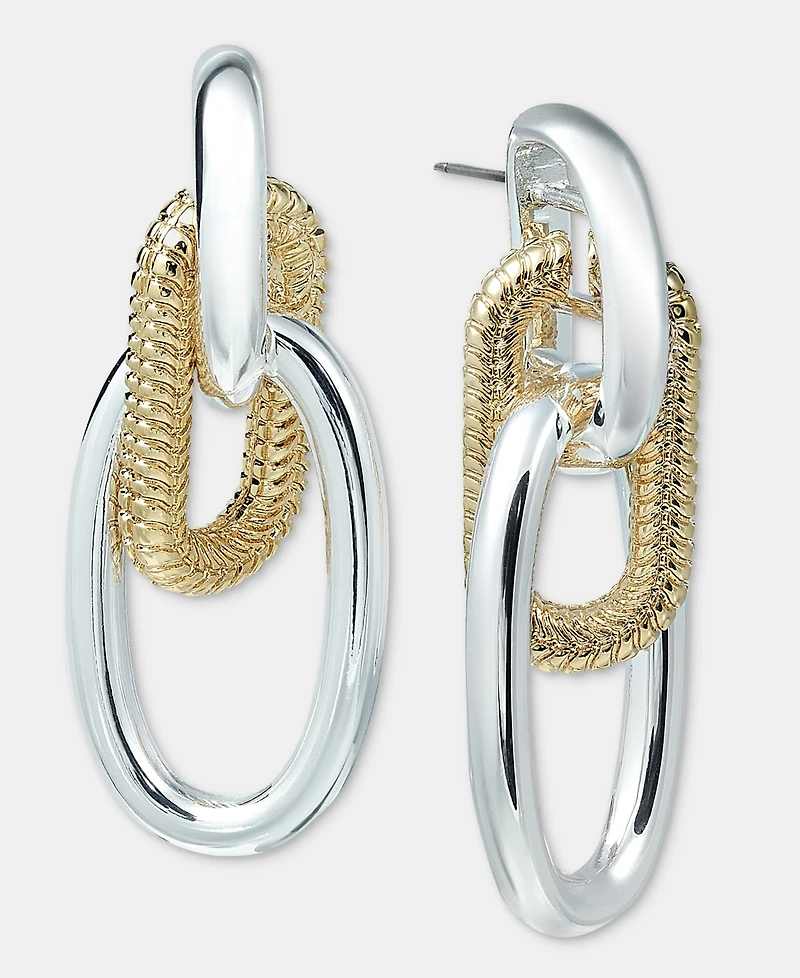 Anne Klein Two-Tone Drama Chain Doorknocker Earrings