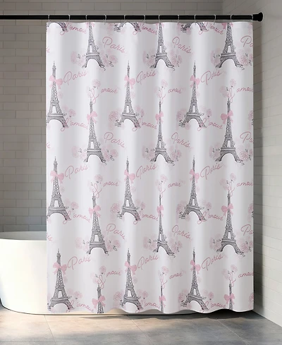 Creative Home Ideas Eiffel Tower Roses and Bows 13-Pc. Fabric Shower Curtain Set