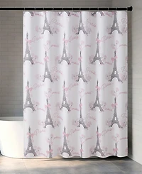 Creative Home Ideas Eiffel Tower Roses and Bows 13-Pc. Fabric Shower Curtain Set