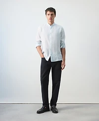 Mango Men's Mandarin Collar Striped Shirt