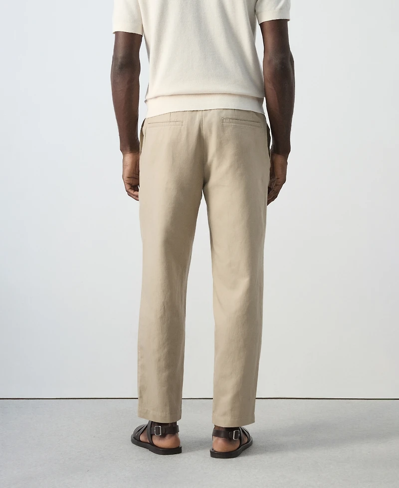 Mango Men's Slim-Fit Cropped Cotton-Linen Pants