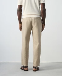 Mango Men's Slim-Fit Cropped Cotton-Linen Pants