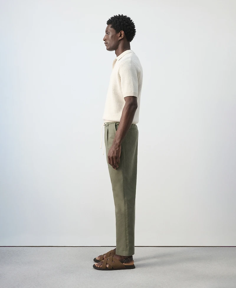 Mango Men's Slim-Fit Cropped Cotton-Linen Pants