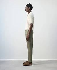 Mango Men's Slim-Fit Cropped Cotton-Linen Pants