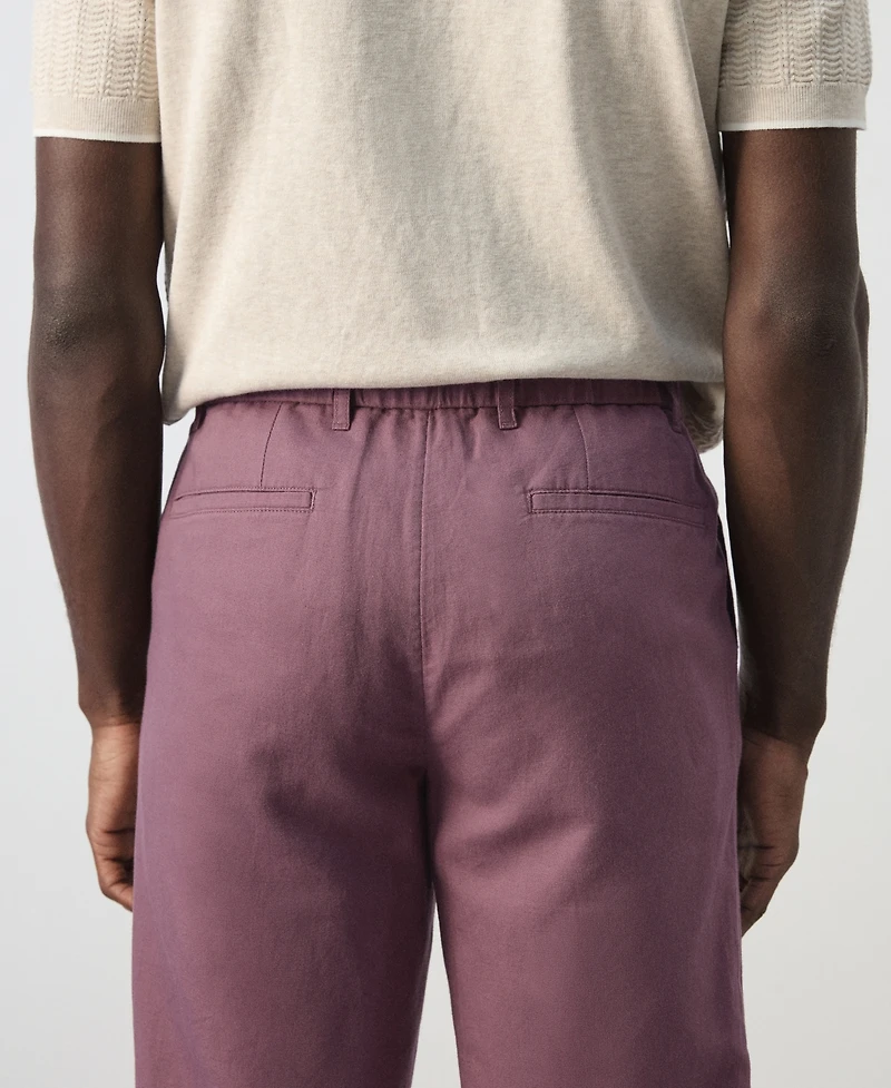 Mango Men's Slim-Fit Cropped Cotton-Linen Pants