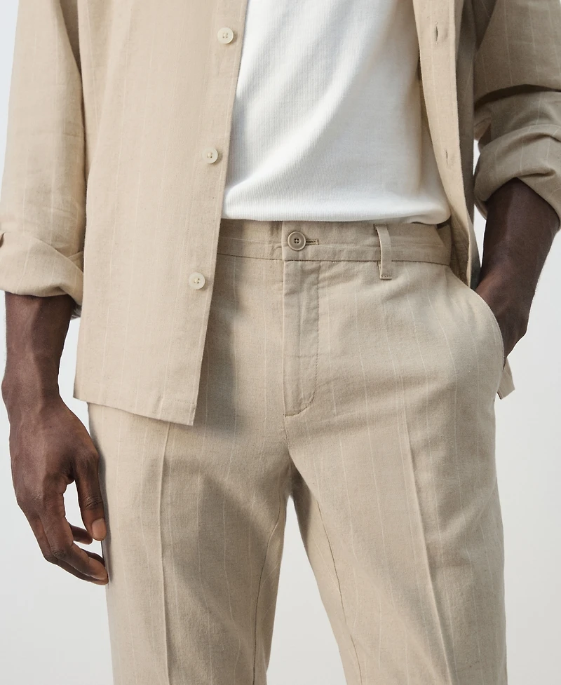 Mango Men's Slim-Fit Striped Linen-Cotton Pants