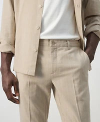 Mango Men's Slim-Fit Striped Linen-Cotton Pants