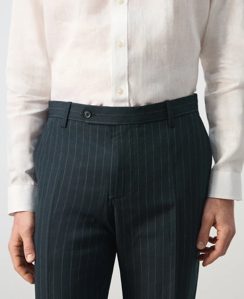 Mango Men's Pinstripes Regular-Fit Linen-Blend Pants