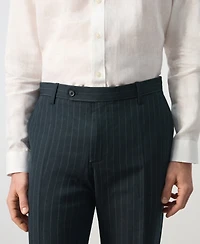 Mango Men's Pinstripes Regular-Fit Linen-Blend Pants